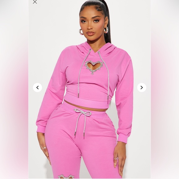 Bubble gum pink size small women’s heart cut out jogger set! - Picture 2 of 3